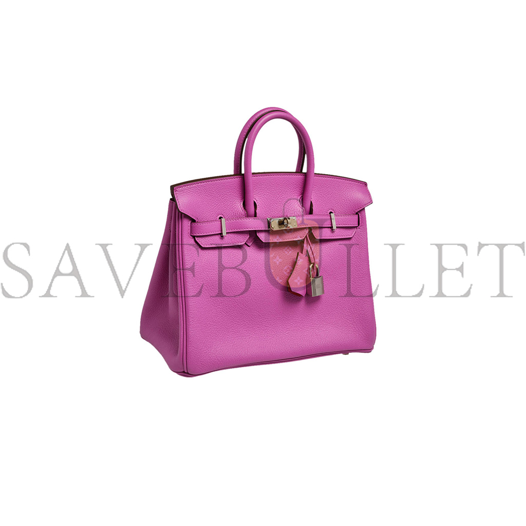 HERMES MAGNOLIA LEATHER PALLADIUM PLATED BIRKIN 25 BAG (25*22*13cm)